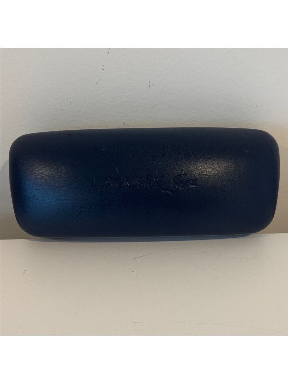 LACOSTE hard shell sunglasses case dark blue glasses case snaps closed